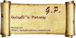 Gulyás Patony névjegykártya